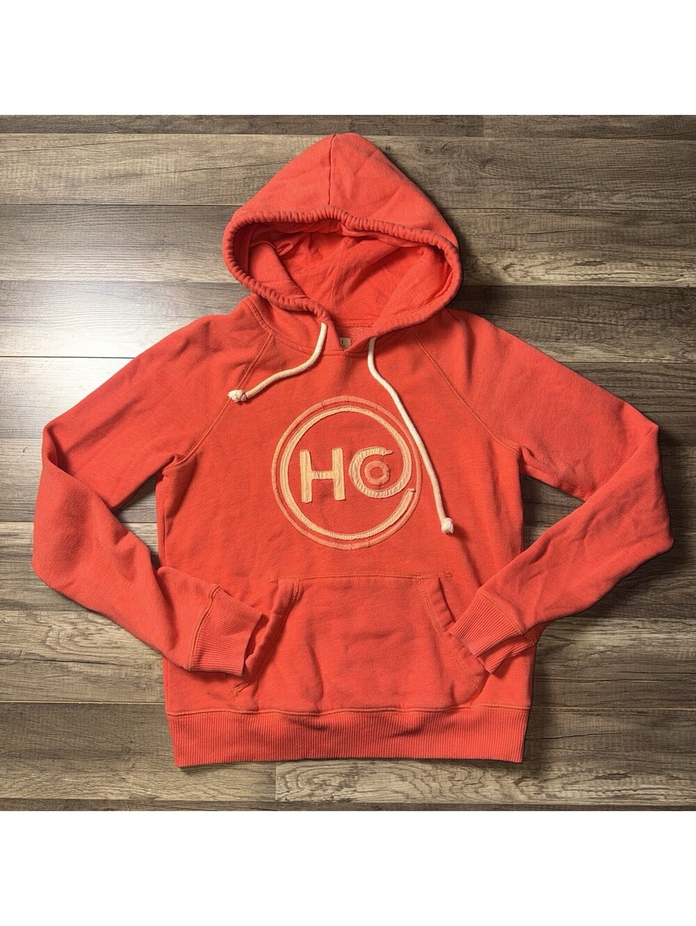 Hollister Hoodie Embroidered Logo Orange Drawstring Women/Juniors Size Small